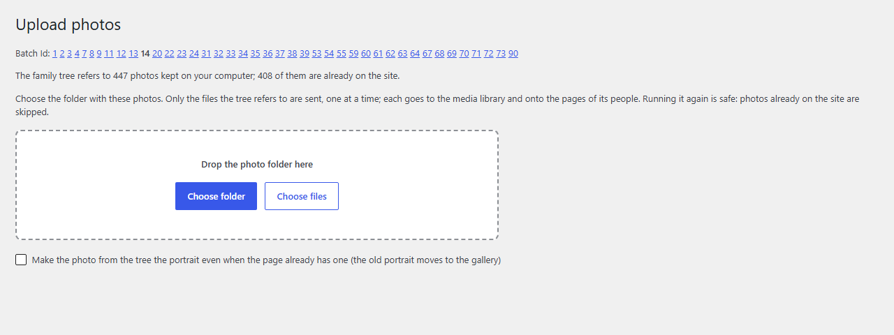 Tools → Upload photos